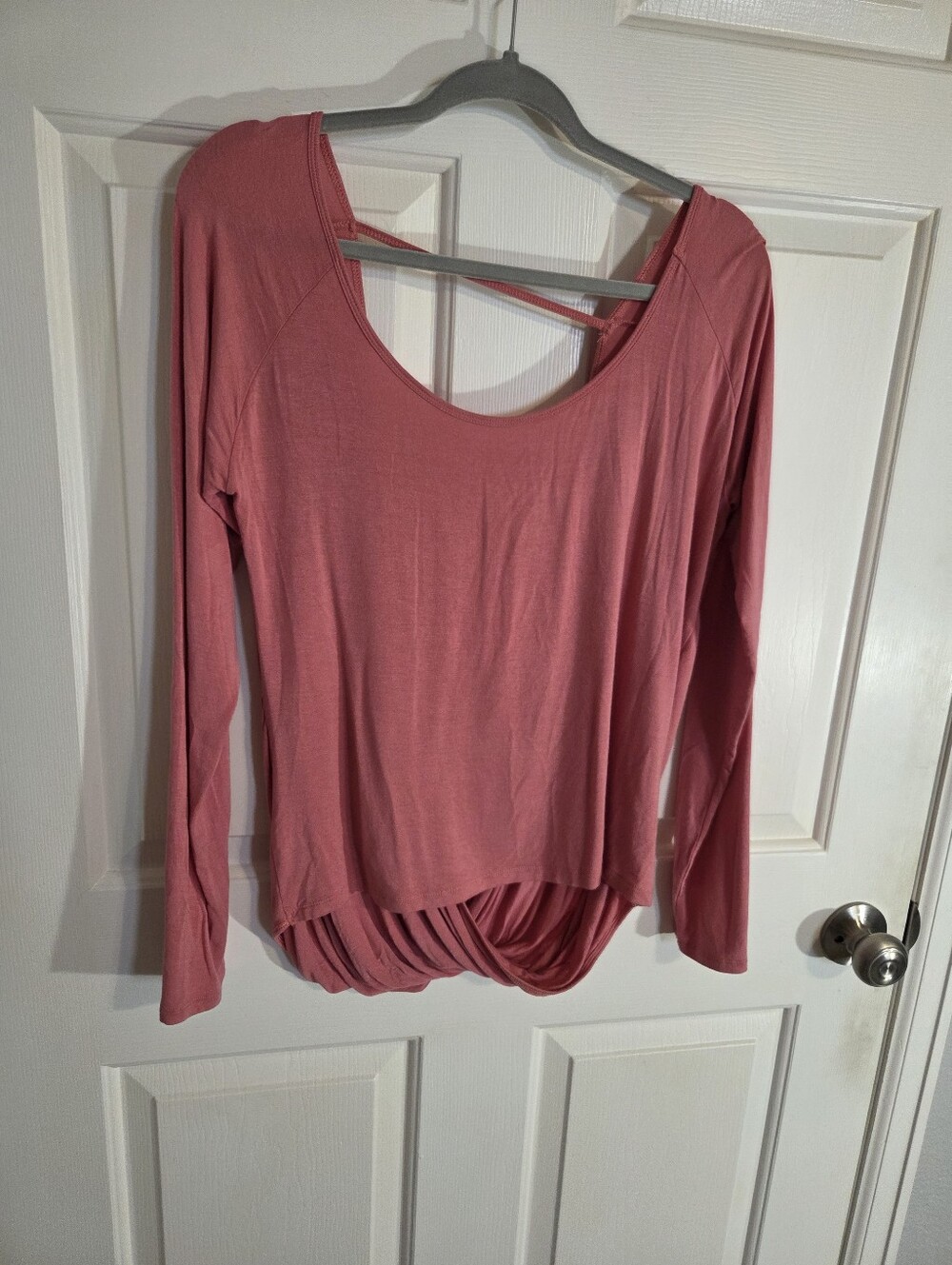 Zyia Active Open Back Top Large Pink Long Sleeve